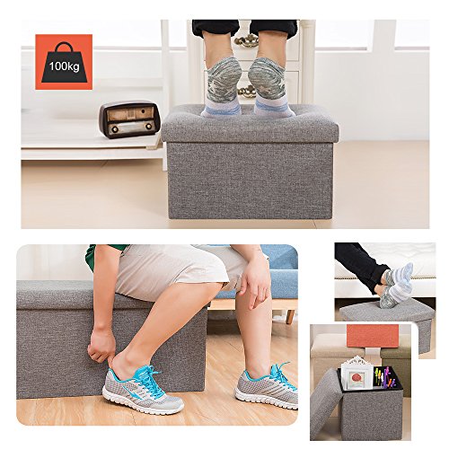 Actnow 収納スツール 収納ボックス 座椅子 リビングチェア 足置き 玄関 簡易 家具 小物 インテリア (グレー, 40*25*25cm) [4]