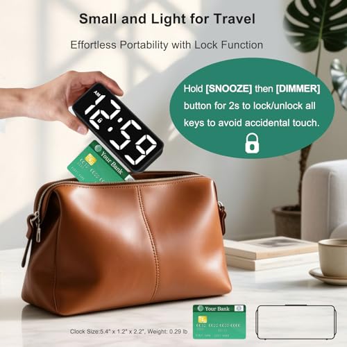 Image of Peakeep Small Mini Digital Alarm Clock Battery Operated for Bedroom Travel, 1.65 inch Numbers Large Display Cordless Clock for Beside Seniors Elderly, Auto /Manual Dimmers, 5 Levels Volume
