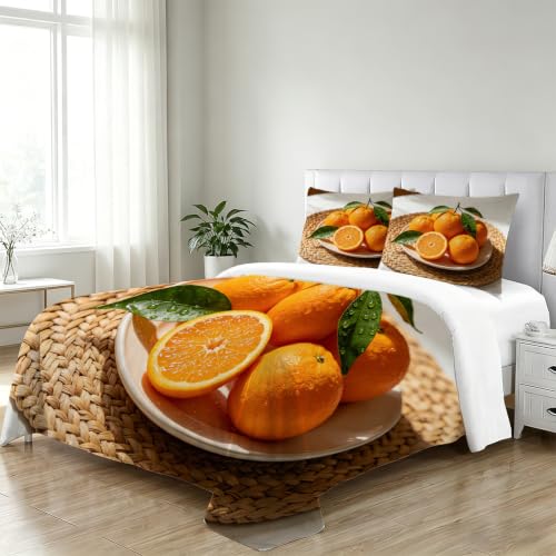 Housse de couette 240x260 oranges avec ses 2 taies d'oreiller