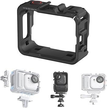 Coyktonty Utility Frame Cage/Mounting Frame for Insta360 GO Ultra, Supports Horizontal and Vertical Shooting with Cold Shoe/Quick-Release Coupling Black