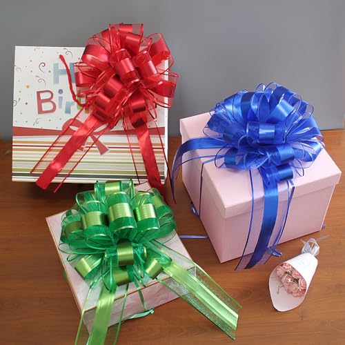 Hqjaxj 5 Pcs Large Pull Bow, 9 Inch Mixed Color Large Pull Bow For Gifts Wrapping Party Birthday Boxes Bow Basket Packaging Bows For Valentine'S Day Presents Flower Decoration thumb #2