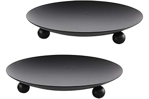 Black Iron 2-Piece Candle Plate Set