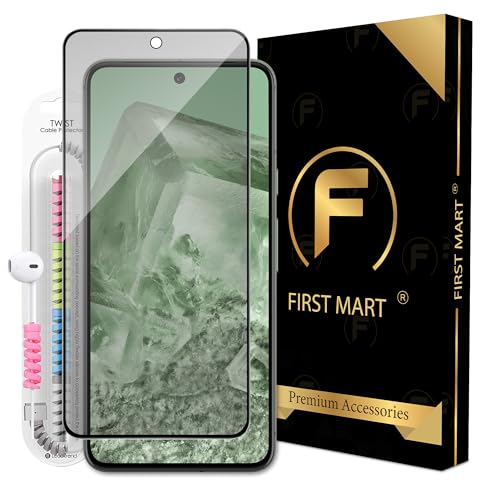 Image of FIRST MART Matte Anti-Glare Tempered Glass for Google Pixel 8 With Installation Kit | Military-Grade Gaming Screen Protector & Cable Guard | Edge to Edge Coverage | Black