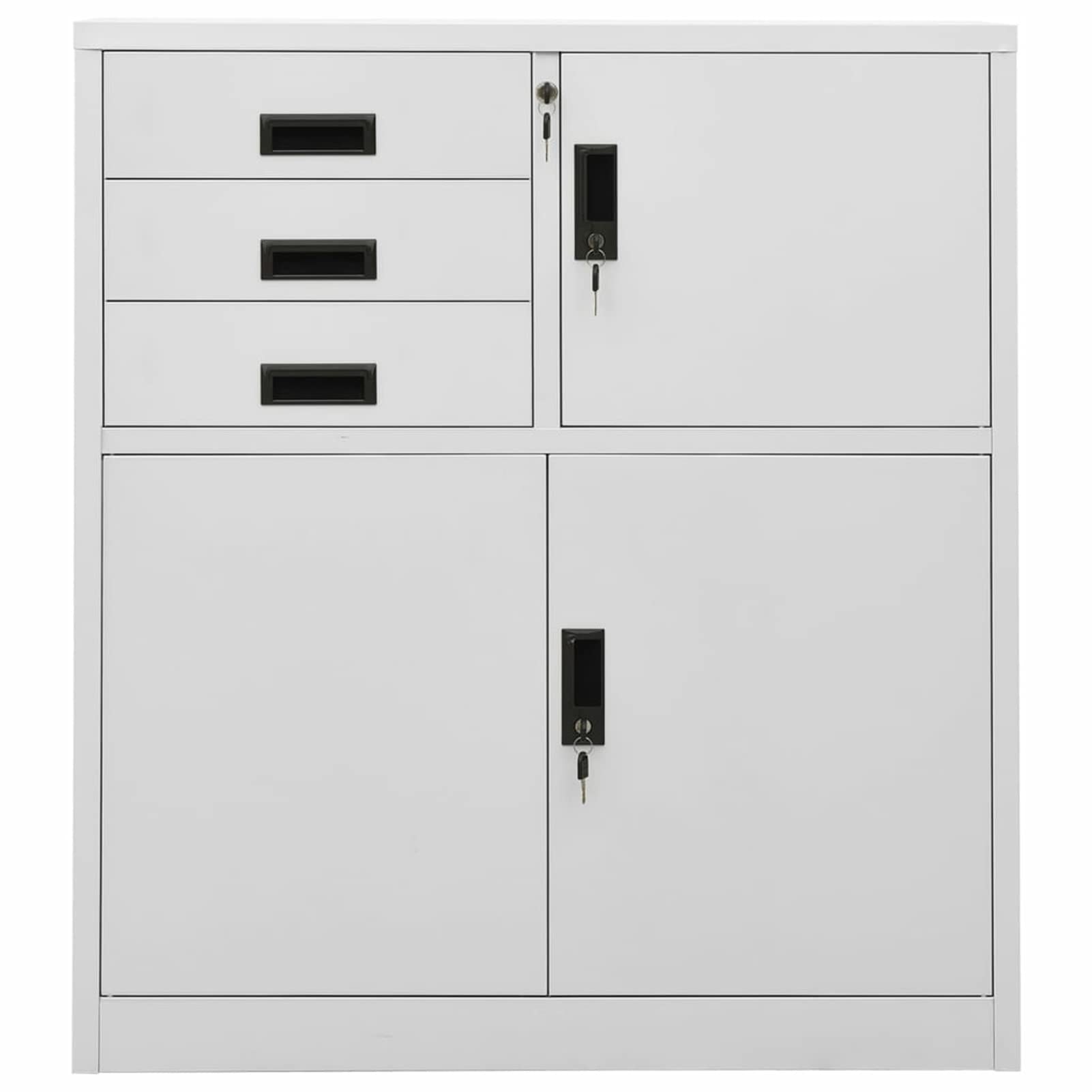 Gecheer Armadio per Ufficio, Design a Schedario, Grigio Chiaro, Acciaio, Vano Interno, Ripiano Regolabile, Cassetti con Guide, Cuscinetti a Sfera, 90x40x102 cm for Ufficio