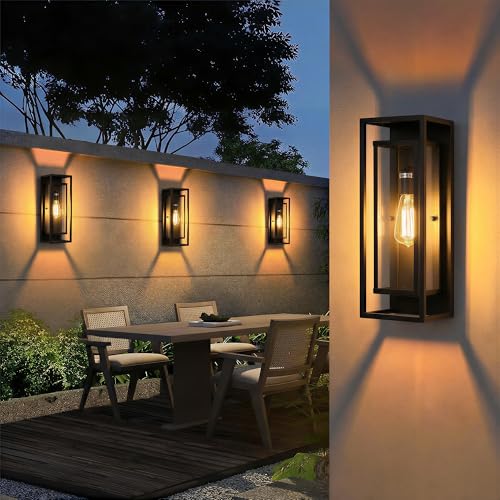 Image of mirrea 18 inch Modern Outdoor Porch Wall Light, Matte Black, Pack of 4
