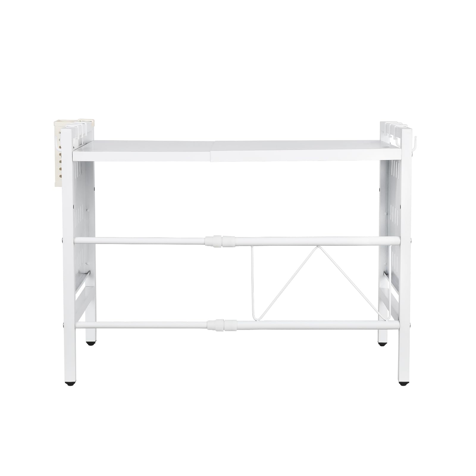 HUOLE Étagère pour Micro-Ondes, avec Crochets, étagère de Cuisine, Étagère à épices, Plan de Travail, étagère de Boulangerie,Étagère à Micro-Ondes Organiseur pour cuisi (42-68 * 36 * 46 cm-Blanc)