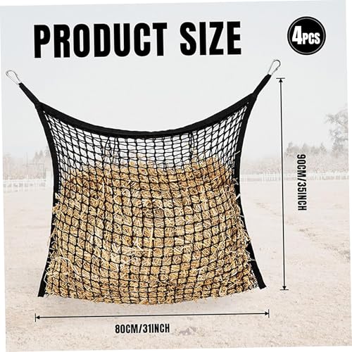 Sac à foin pour chevaux en lot de 4 filets alimentation lente 90x80cm