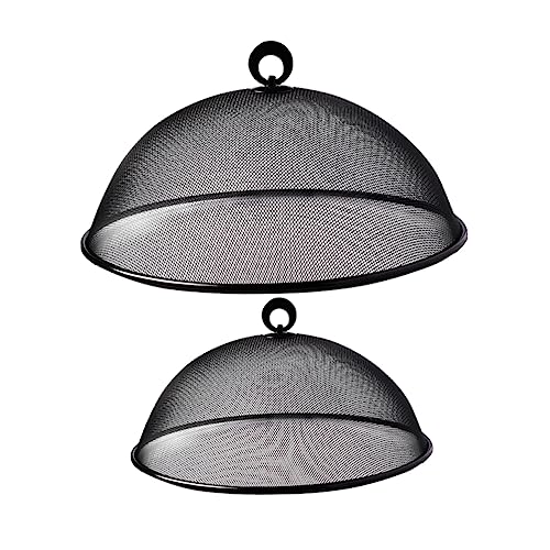 JECOMPRIS 2Pcs Reusable Food Cover Protective Kitchen Accessory Black Mesh Dish Cover for Outdoor Picnics Parties and Home Use and Design