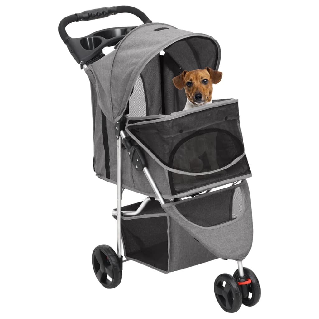 Hundewagen Faltbar Grau 80x46x98 cm Oxford-Gewebe für Hunde, Katzen