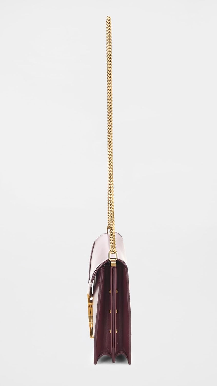 WHAT GOES AROUND COMES AROUND Women's Pre-Loved YSL Burgundy Leather Cassandra Chain Bag - Image 5