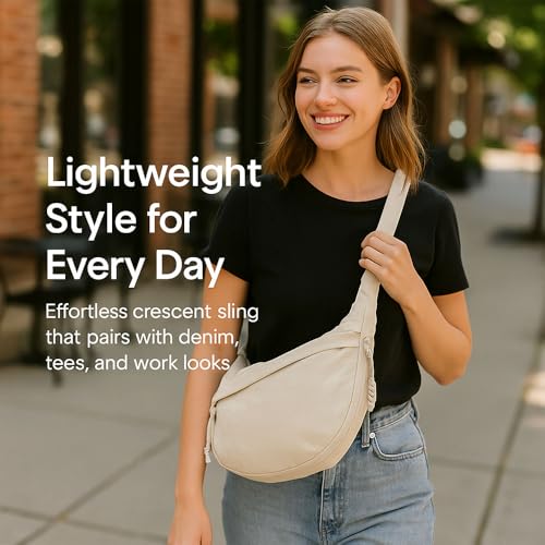 Nylon Sling Bags for Women, Casual Crescent Crossbody Purse Lightweight Multipocket Shoulder Bag for Commuting Travel2