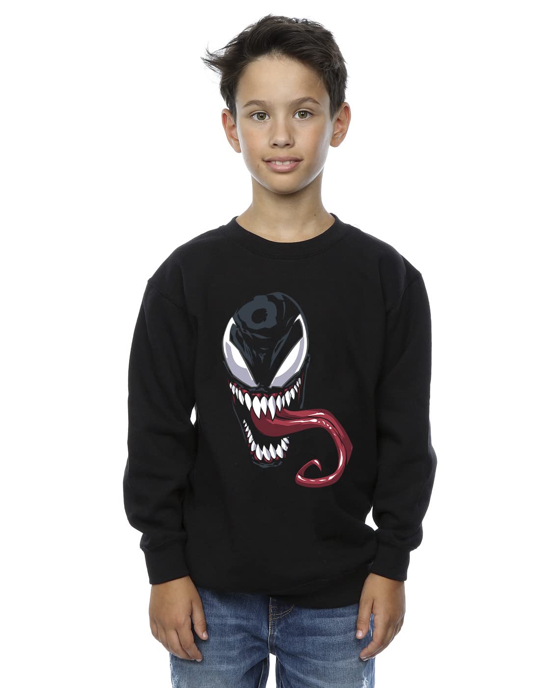 Absolute Cult Boys Black Marvel Venom Face Sweatshirt 7-8 Years