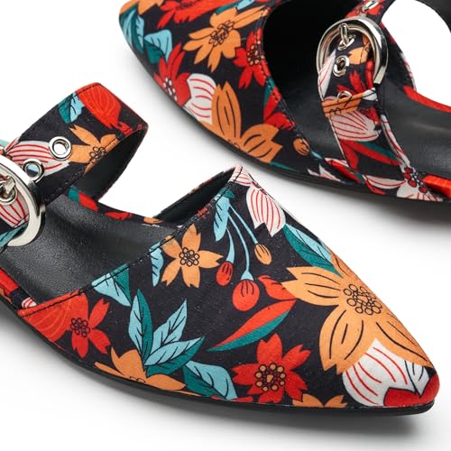 Image of Rekayla Mules for Women Adjustable Strap Pointed Toe Backless Loafer Shoes