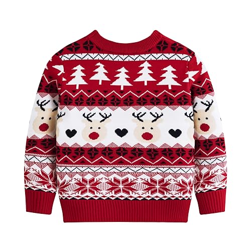 Image of Ugly Christmas Sweater Kids Girls Boys Reindeer Snowflake Knitted Xmas Holiday Pullover Sweater 2-9 Years Old