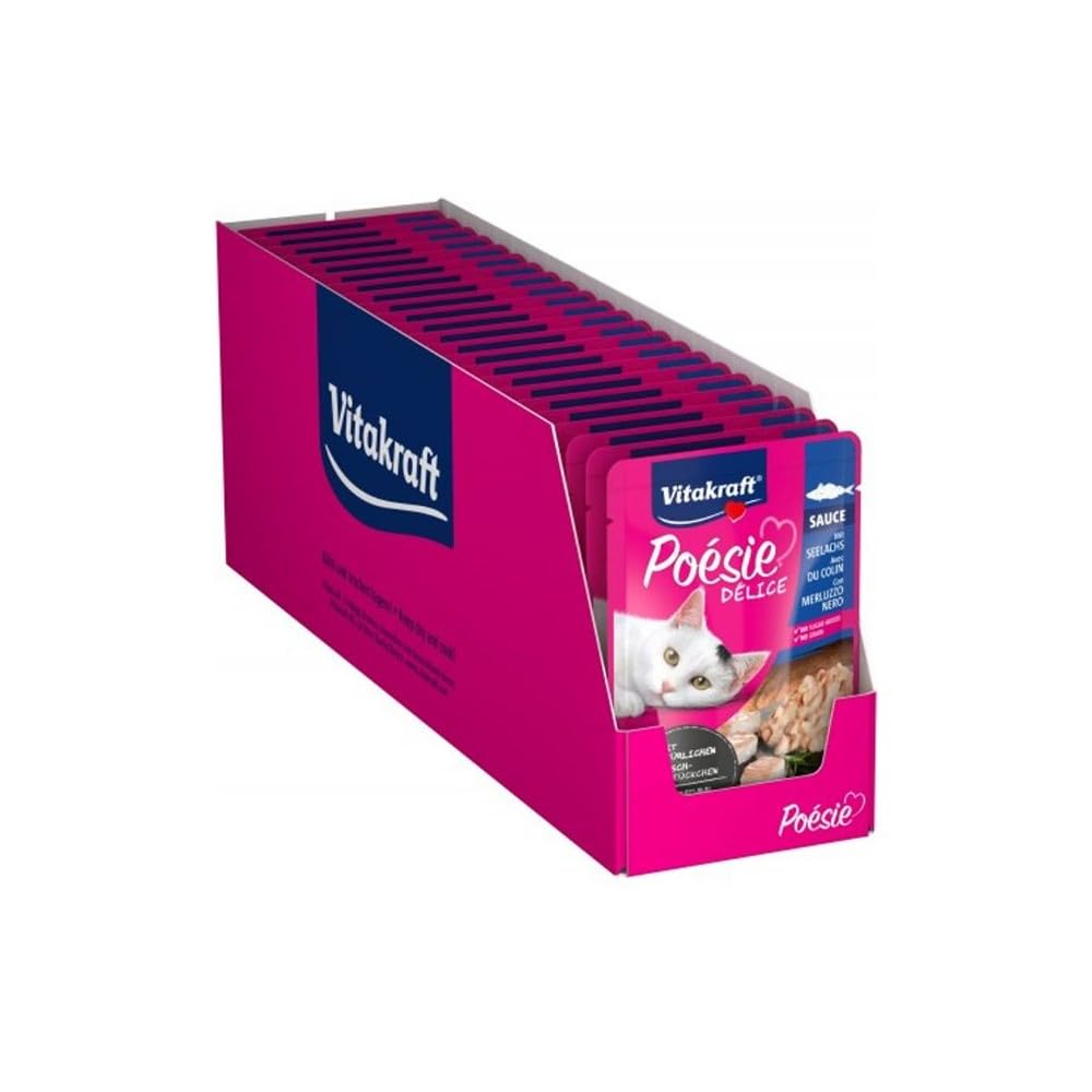 Vitakraft Poésie Délice Natvoer voor katten, met delicate kabeljauw in fijne saus, voor volwassen katten, 23 portiezakken, voedingsfysiologisch afgestemd (23 x 85 g