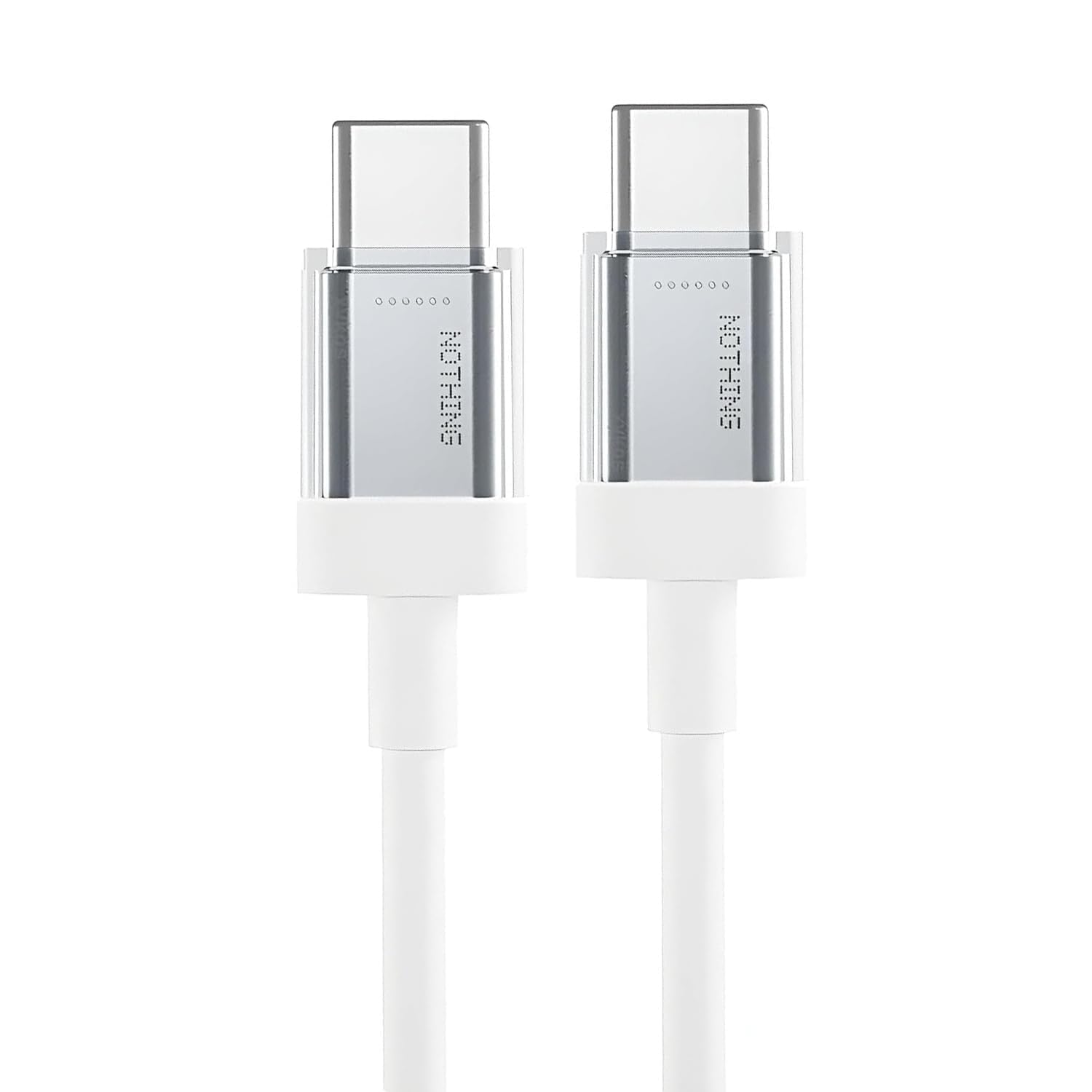 Original 45W Type C to C Rapid Charging 1M Cable Compatible with Nothing Phone 1, 2, 2A, 2A Plus, CMF Phone 1, Tablet, Chromebook, Buds, Laptops & Other Type C Devices Fast Data Transfer Cord, White-image-47