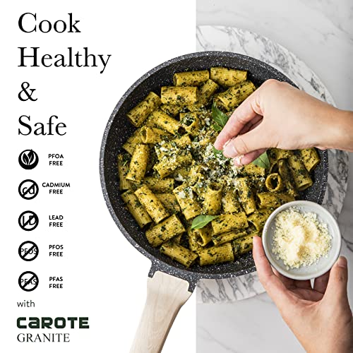CAROTE Antihaftbeschichtete Töpfe und Pfannen Set, Induktionskochfeld-Pfannen-Set, 10-teiliges Kochgeschirr-Set, Bratpfannen-Set, Antihaft-Topf-Set – Bild 3