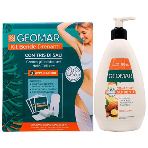 SET: Kit Bende DRENANTI Con Tris Di Sali, Contro Gli Inestetismi Della Cellulite, Confezione Da 3 Applicazioni + Crema Corpo NUTRIENTE, Per Pelli Secche 400ml