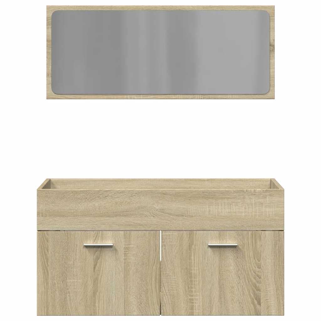 Juego de Muebles de Baño Madera Procesada Sonoma Roble