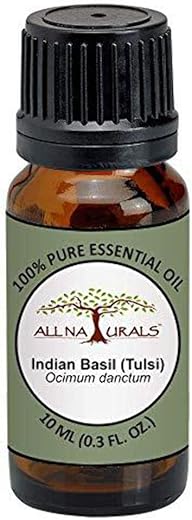All Naturals Tulsi Essential Oil (Holy Basil) 100% Pure for Spirituality, Focus, Disinfectant, Insect-Repellent, Anti-fungal – 15 mL