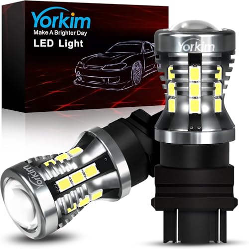 Yorkim 3157 LED Bulb 6000K White 2880 lumens 3156 LED Reverse Lights 3057 LED 4114 LED Day Running Light 3056 3457 led Replacement bulb for Turn Signal Tail Light Brake Light, 2 pack
