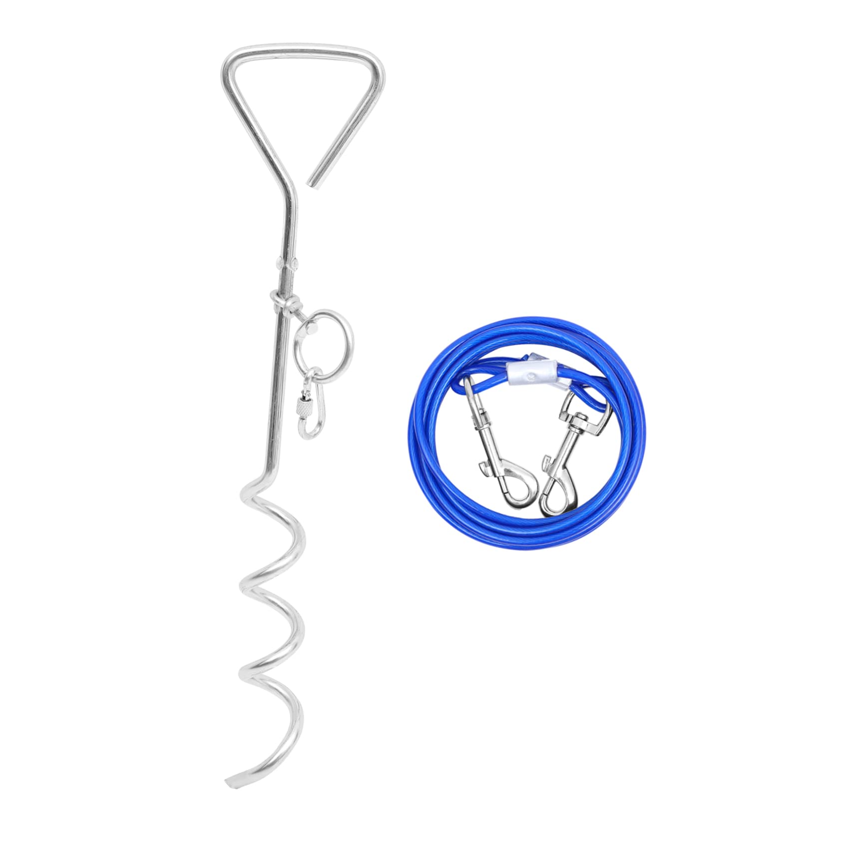 BESPORTBLE 3 Juegos Pila Fija Estaca De Amarre para Perros Cable De Amarre para Perros y Estaca Amarre Retráctil Estaca para Atar Perros Líder De Entrenamiento Espiral Alambre De Acero Cuerda