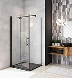 Acezanble Duschabtrennung Walk in Dusche 70-120cm Eckeinstieg Duschkabine 6mm Nano Glas Falttür mit...