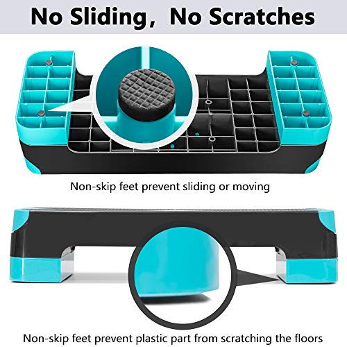 GYMMAGE Adjustable Workout Aerobic Stepper, Aerobic Exercise Step Platform with 2 Risers, Exercise Step Deck for Fitness, 26.5\" Trainer Stepper with Non-Slip Surface Home Gym & Extra Risers Options - Thumbnail 5