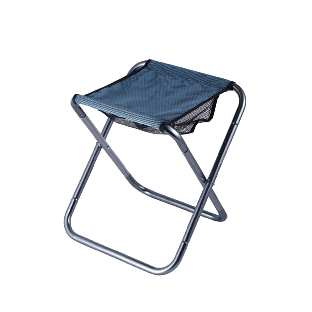 Sgabello Pieghevole Portatile in Lega di Alluminio Blu, Sgabello da Pesca Resistente e Leggero per Spiaggia e Campeggio