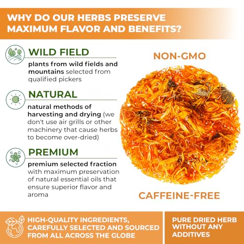 Image of 4 oz. Calendula Tea Dried Calendula Flowers Herb Herbal Marigold Tea - 113g Herb