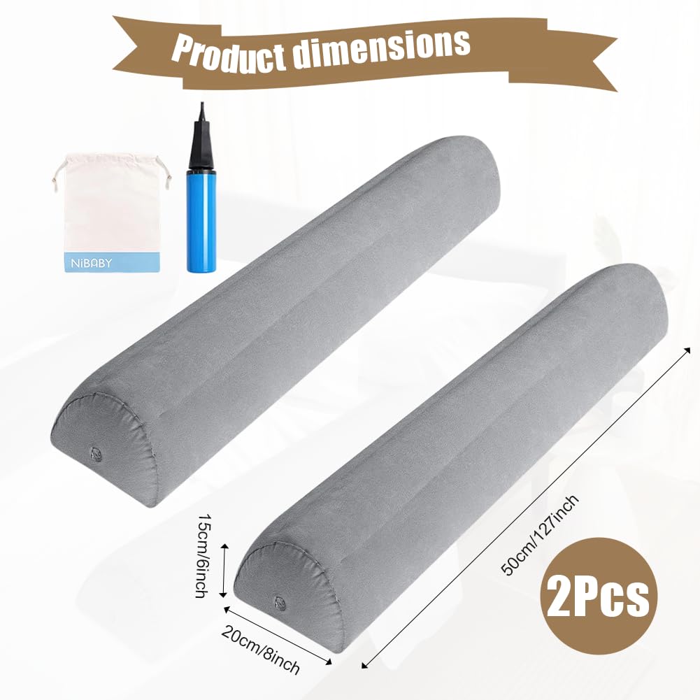 Lot de 2 barrières de lit gonflables - 130 cm - Protection anti-chute - Pour bébé et personnes âgées - Protection des bords de lit