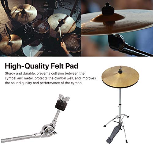 Flexzion 18-Piece Cymbal Accessories Kit - Includes Cymbal Felts and Sleeves with Base, Wing Nuts, Washers, & Hi-Hat Cup & Clutch Felts for Mounting & Securing Cymbals on Drum Sets (Gray)