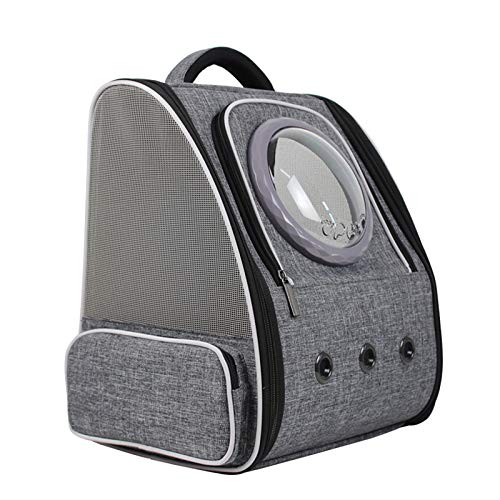 Aoccqkfペット用バックパック、犬用携帯バッグ、第3世代の追加層付きダブルチェストベルト、自撮りジッパー、小型犬用携帯、宇宙船型、通気性、大容量、折りたたみ式、入院・散歩・旅行に最適 (グレー)