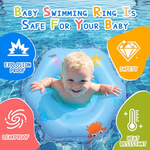 Oziral Schwimmring Baby 1-3 Jahre alt Schwimmsitz Kinderbecken Baby Schwimmring Schwimmhilfe Schwimmring Spielzeug Aufblasbare Kinder Schwimmhilfe Pool Schwimmring Blau
