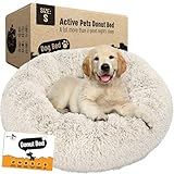 Active Pets Plush Calming Dog Bed, Donut Dog Bed for Small Dogs, Medium & Large, Anti Anxiety Dog Bed, Soft Fuzzy Calming Bed for Dogs & Cats, Comfy Cat Bed, Marshmallow Cuddler Nest Calming Pet Bed