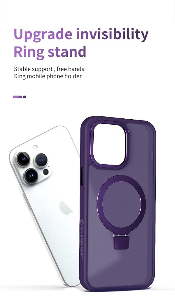 Caselefy Magnetic Holder Case for iPhone 14 Pro Max, Grip Stand Compatible, Slim Protective Phone Cover, Purple by Caselefy - Used condition - Image 6