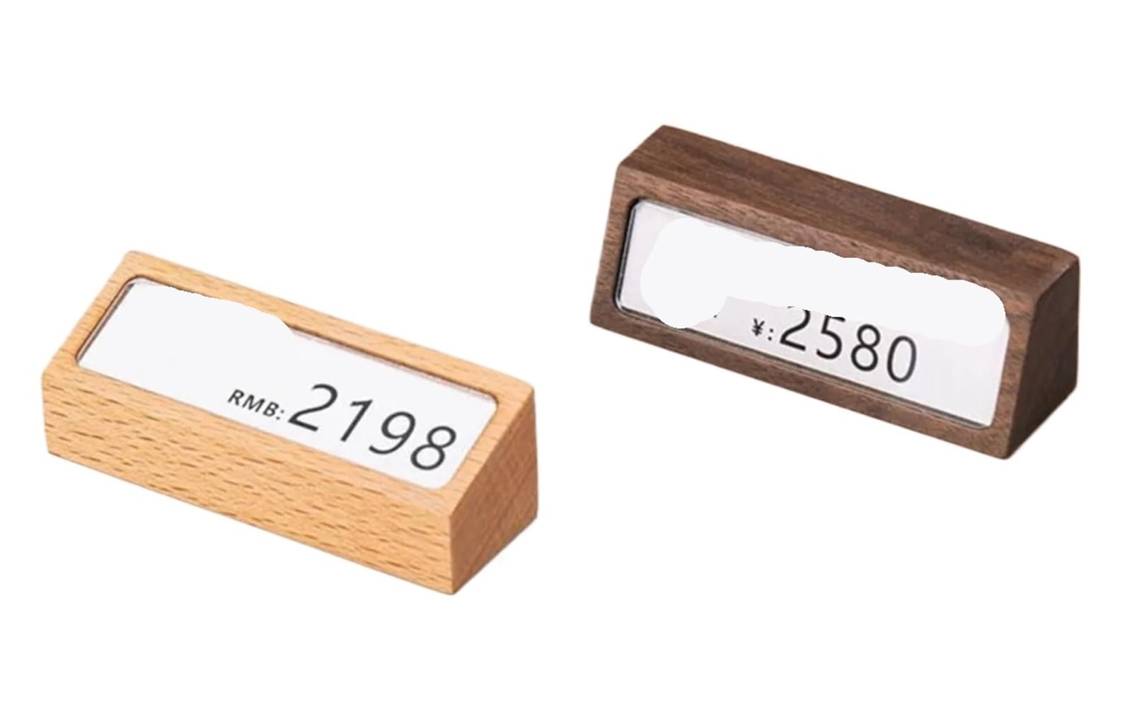 Zovloer Solid Wood Products Price Tag 6Pcs Wood Mini Price Label Paper Holder Display Stand Sign Storage Organizer Card Tags For Retail Store Boutique Restaurant(Beech Wood)