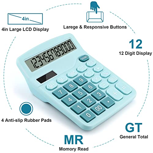 Ellieea Desk Calculator Large Display Blue #TOP3