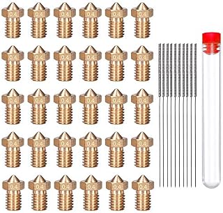 HAWKUNG 40 Pcs 3D Printer Brass Nozzle Cleaning Kit, 30 Pcs 0.4mm V6 Extruder Nozzles + 10 Pcs Stainless Steel Nozzle Cleaning Needles with Free Storage Box for Makerbot 3D Printer