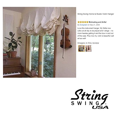 String Swing CC01V-BW Hardwood Home & Studio Wall Mount Violin Hanger - Black Walnut - Image 6