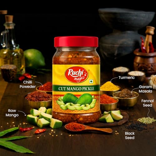 Image of Ruchi Magic Cut Mango Pickle - Authentic South Indian Style | 65% Mango Pieces | Tangy & Spicy Traditional Taste | Perfect Addition to Indian Meals - 1 kg