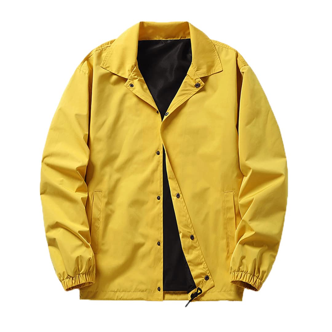 Veste bomber pour homme jaune veste moto décontractée taille L - 8