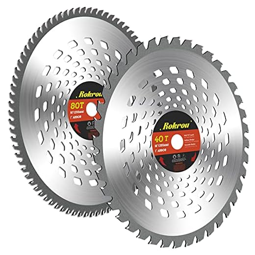Rokrou 2 Pack Weed Eater Blades Brush Cutter Blades 10" 80T &10" 40T, Brush Cutter Trimmer with Washer 25.4mm/1" to 20mm/0.78"