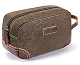 emissary Men's Toiletry Bag Leather and Canvas Travel Toiletry Bag Dopp Kit for Men Shaving Bag for Travel Accessories（Coffee)
