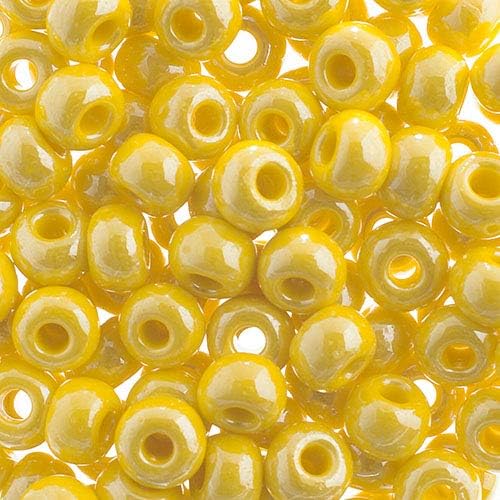Preciosa Czech Seed Beads 32/0 (8mm) Opaque Yellow Lustered - 250g Bulk Bag Beads for Jewelry Making and Crafts