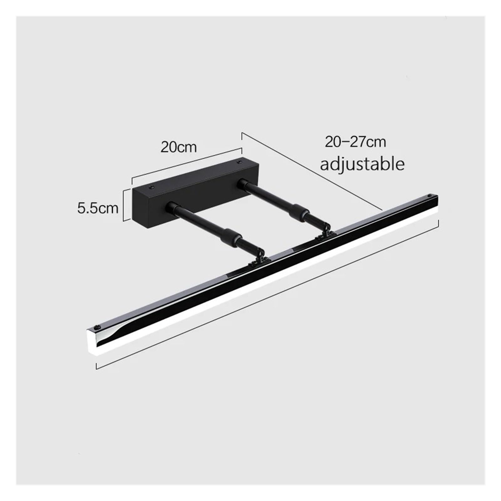 Lampe murale miroir LED, matériau métallique, corps en galvanoplastie