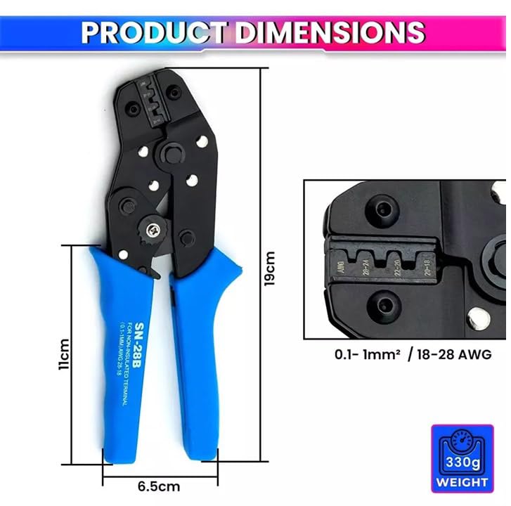 Image of COMTECH SN28B Electric Crimping tool Dupont Pin Socket Terminal 18-28 AWG (0.1-1.0mm ) For JST-SM Terminal Ratchet Crimper cable For 2.54mm 3.96mm KF2510 Connector plier tool Electric Wires