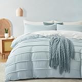 Oli Anderson Cornflower Blue Duvet Cover King Size - Pleated King Duvet Cover, 3PCS Soft and Breathable Textured Bedding Set with Zipper Closure(Cornflower Blue,104'x90')