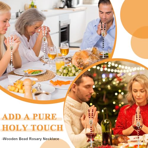 36 Pcs Wooden Bead Rosary Necklace with Crucifix and Our Lady of Guadalupe Scented First Communion Rosary with 36 Organza Bags Baptism Favors Catholic Gift for Men Women (Assorted Colors)4