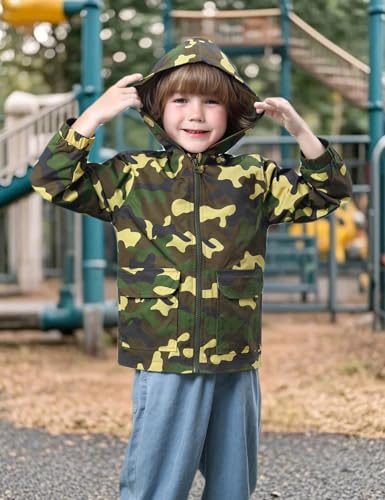 Image of COSLAND Toddler Boys Girls Rain Jacket Waterproof Hooded Raincoat, 2-5T
